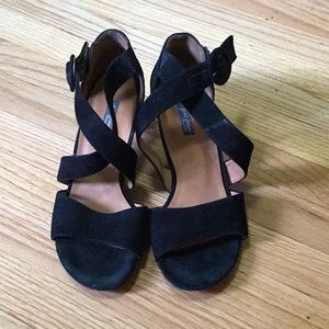 Paul Green black suede strappy sandals
